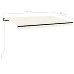 vidaXL Auvent manuel rétractable avec LED 450x350 cm Crème