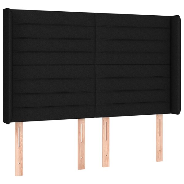 vidaXL Tête de lit avec oreilles Noir 147x16x118/128 cm Tissu