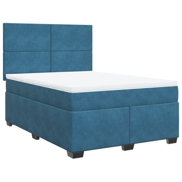 vidaXL Sommier à lattes de lit et matelas bleu 140x200 cm velours