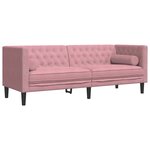 vidaXL Canapé Chesterfield avec traversins 3 places rose velours