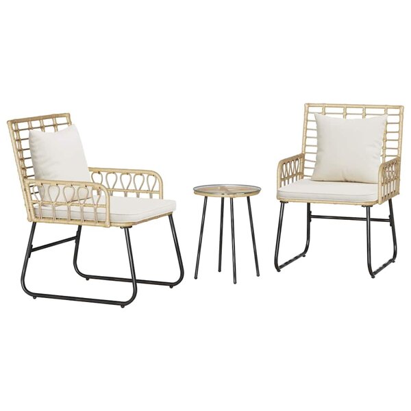 vidaXL Ensemble de salle à manger pour jardin 3 Pièces Marron Noir Crème
