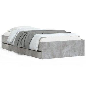 vidaXL Cadre de lit et tiroirs gris béton 100x200 cm bois d'ingénierie