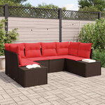 vidaXL Ensemble de canapé de jardin avec coussin 6 Pièces Marron et rouge