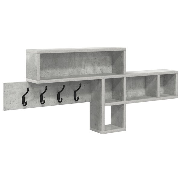 vidaXL Porte-manteau mural avec étagère avec stockage Gris Béton 100 x 12 x 43.5 cm