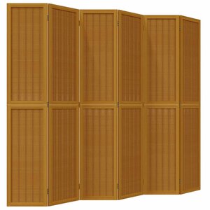 vidaXL Cloison de séparation 6 panneaux marron bois paulownia massif
