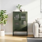 vidaXL Buffet haut vert olive 68x39 x111 5 cm acier