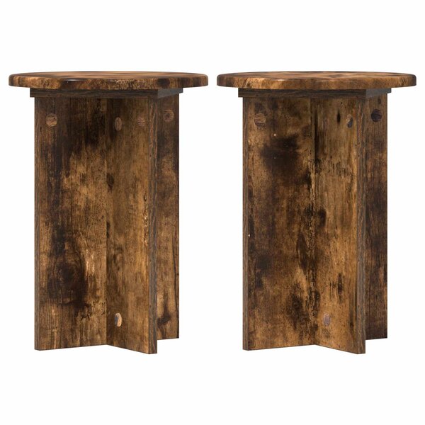 vidaXL Support de Plante 2 Pièces Chêne fumé Ø29 5 x 40 cm