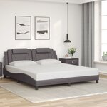vidaXL Cadre de lit avec LED sans matelas gris 180x200 cm