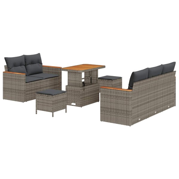 vidaXL Ensemble de canapé de jardin 8 Pièces Gris polyrotin