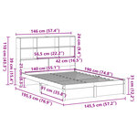 vidaXL Lit bibliothèque sans matelas blanc 140x190 cm bois pin massif