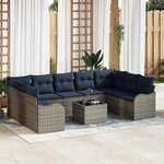 vidaXL Ensemble de canapé de jardin 10 Pièces Gris polyrotin