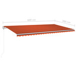 vidaXL Auvent manuel rétractable avec poteaux 6x3 m Orange et marron