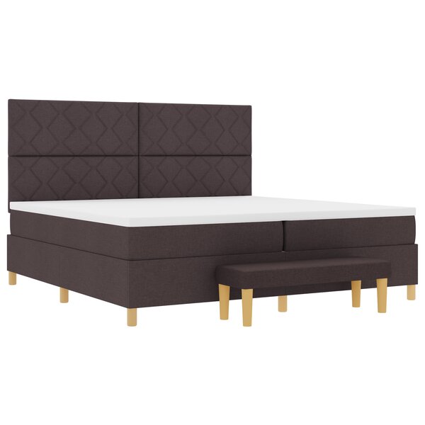 vidaXL Lit à Ressorts avec Matelas & Banc Marron Foncé 200x200 cm Tissu
