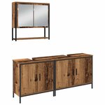 vidaXL Ensemble de mobilier de salle de bain avec porte 3 Pièces Marron
