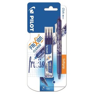 PILOT - Frixion Ball Clicker Moyen - Encre bleue + 1 etui de 3 recharges