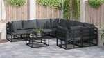 vidaXL Ensemble de canapé de jardin avec coussin 9 Pièces Noir Aluminium