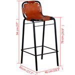 vidaXL Tabourets de bar lot de 2 cuir véritable