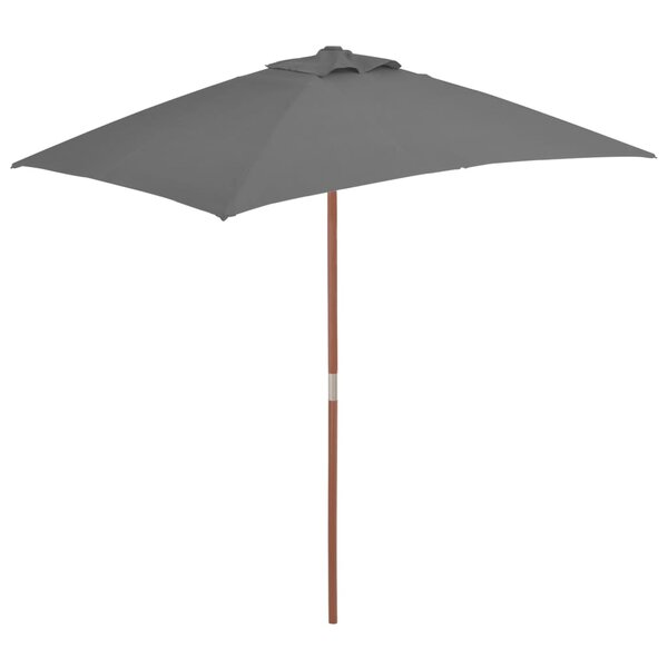 vidaXL Parasol d'extérieur avec mât en bois 150x200 cm anthracite