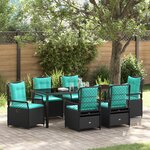 vidaXL Ensemble de salle à manger de jardin de 7 pièces en poly rattan noir