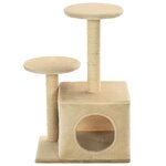 vidaXL Arbre à chat avec griffoir en sisal 60 cm Beige