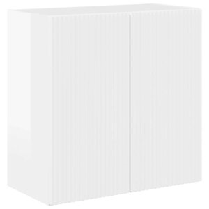 vidaXL Meuble TV mural Montage mural Blanc brillant 59 5 x 31 x 60 cm