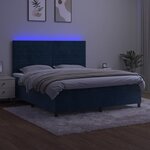 vidaXL Sommier à lattes de lit avec matelas LED Bleu foncé 180x200 cm