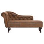 vidaXL Chaise longue Marron Similicuir daim