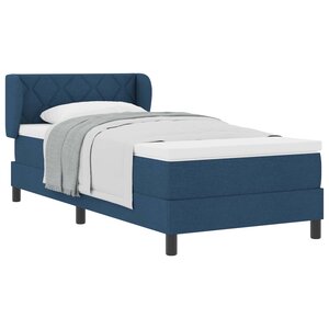 vidaXL Lit à ressorts avec matelas Bleu 90 x 190 cm tissu
