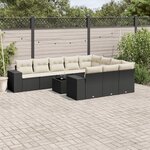 vidaXL Salon de jardin 11 Pièces avec coussins noir résine tressée