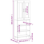 vidaXL Buffet haut Sonoma gris 69 5x34x180 cm Bois d'ingénierie
