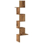 vidaXL Étagère d'angle murale vieux bois 32x32x127 5cm bois ingénierie