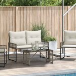 vidaXL Table de jardin Gris et Noir 80 x 40 x 40 cm Rattan PE et Verre