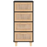 vidaXL Buffet Noir 40x30x90 cm Bois de pin massif et rotin naturel