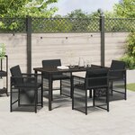 vidaXL Ensemble de Salle à Manger de Jardin 5 Pièces avec Coussins Noir en Rattan