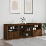 vidaXL Buffet avec lumières LED chêne marron 202x37x67 cm