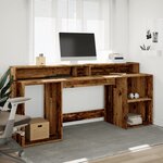 vidaXL Bureau avec lumières LED vieux bois bois d'ingénierie