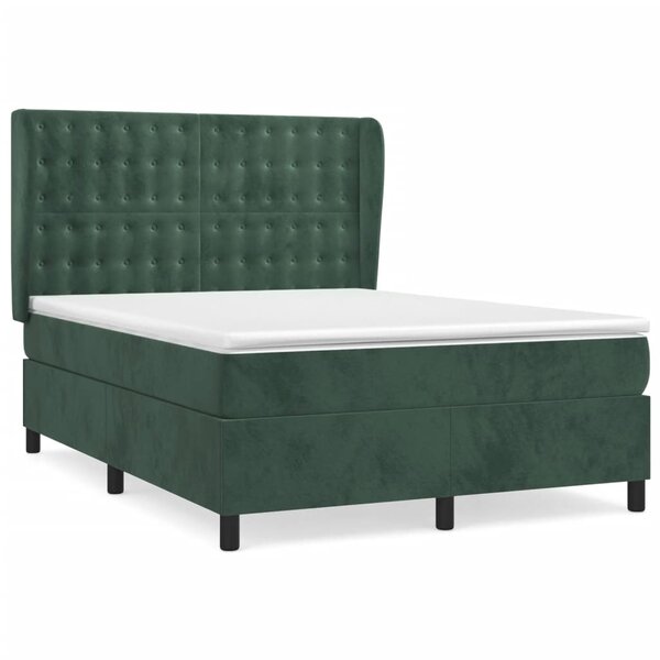 vidaXL Sommier à lattes de lit et matelas Vert foncé 140x190cm Velours