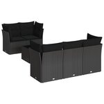 vidaXL Salon de jardin 6 Pièces avec coussins noir résine tressée