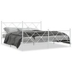 vidaXL Cadre de lit métal avec tête de lit/pied de lit blanc 183x213cm
