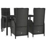 vidaXL Ensemble à manger de jardin coussins 5Pièces Noir Résine tressée