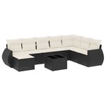 vidaXL Salon de jardin 9 Pièces avec coussins noir résine tressée