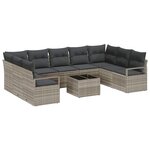 vidaXL Ensemble de canapé de jardin 10 Pièces Gris clair Poly rotin