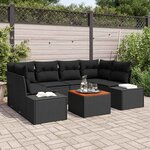 vidaXL Ensemble de canapé de jardin 7 Pièces Noir
