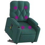 vidaXL Fauteuil inclinable de massage Vert foncé Tissu