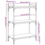 vidaXL Bibliothèque 3 niveaux sonoma gris 60x30x86cm bois d'ingénierie