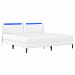 vidaXL Cadre de lit avec matelas Blanc 200 x 200 cm Simili cuir