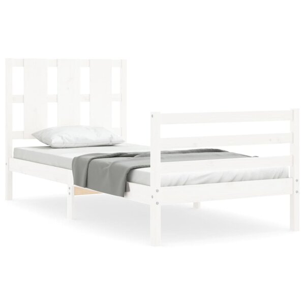 vidaXL Cadre de lit sans matelas blanc bois massif