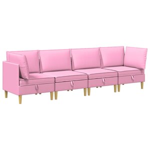 vidaXL Canapé modulaire avec rangement 4 Pièces Rose Tissu