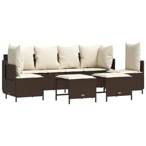 vidaXL Salon de jardin avec coussins 5 Pièces marron résine tressée