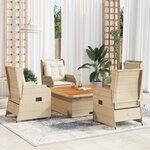 vidaXL Salon de jardin avec coussins 5 Pièces beige résine tressée
